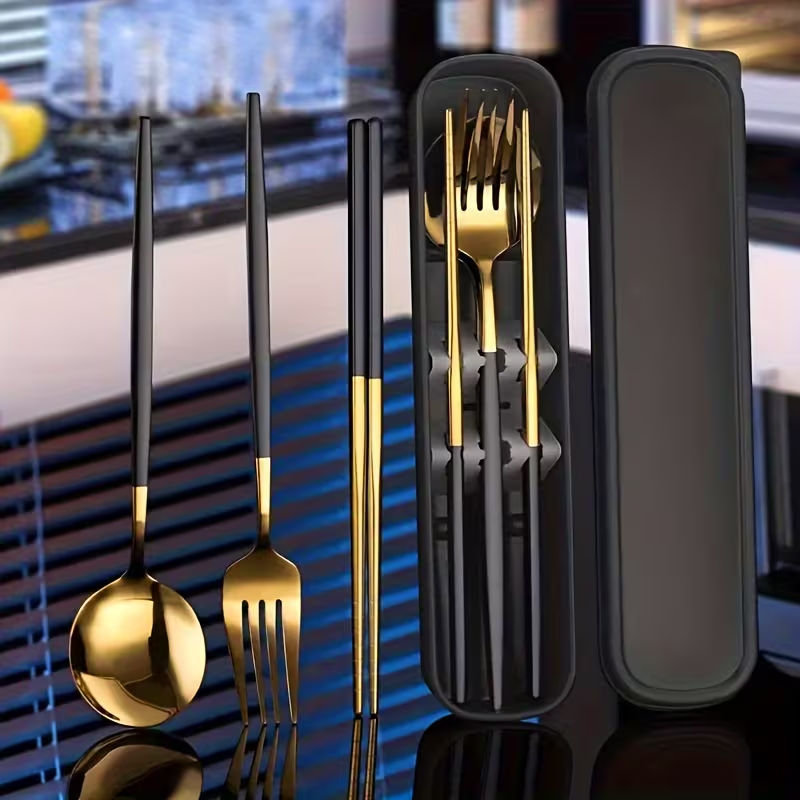 Portable Cutlery Set - Stainless Steel with Storage Case