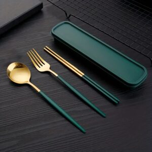 4pcs Stainless Steel Portable Cutlery Set with Storage Box